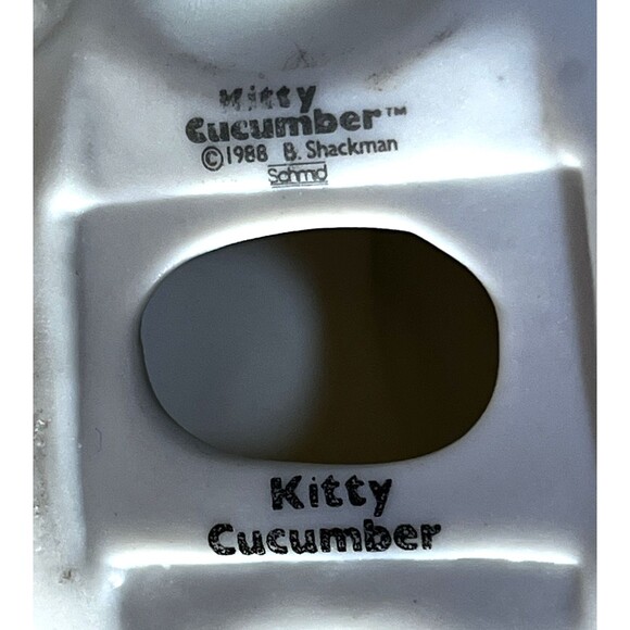 1988 Schmid Kitty Cucumber Rocking Horse Vintage Porcelain Figurine Blue Outift - Picture 7 of 7